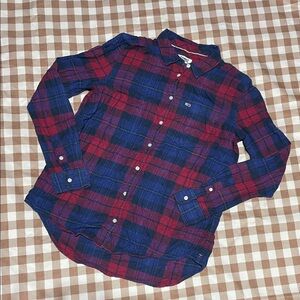 Women Tommy Jeans Red and Blue Plaid Shirt